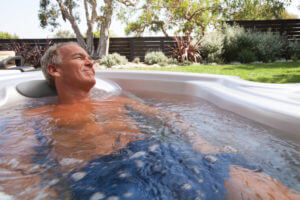 man in hot tub
