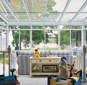 Straight Glass Roof Sunroom or Patio Room with Aluminum Frame