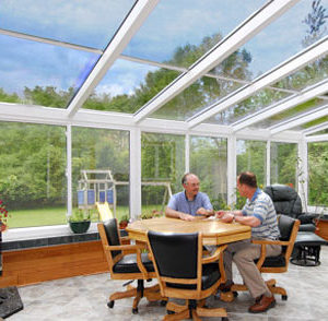 Hybrid Straight Glass Roof Sunroom or Patio Enclosure